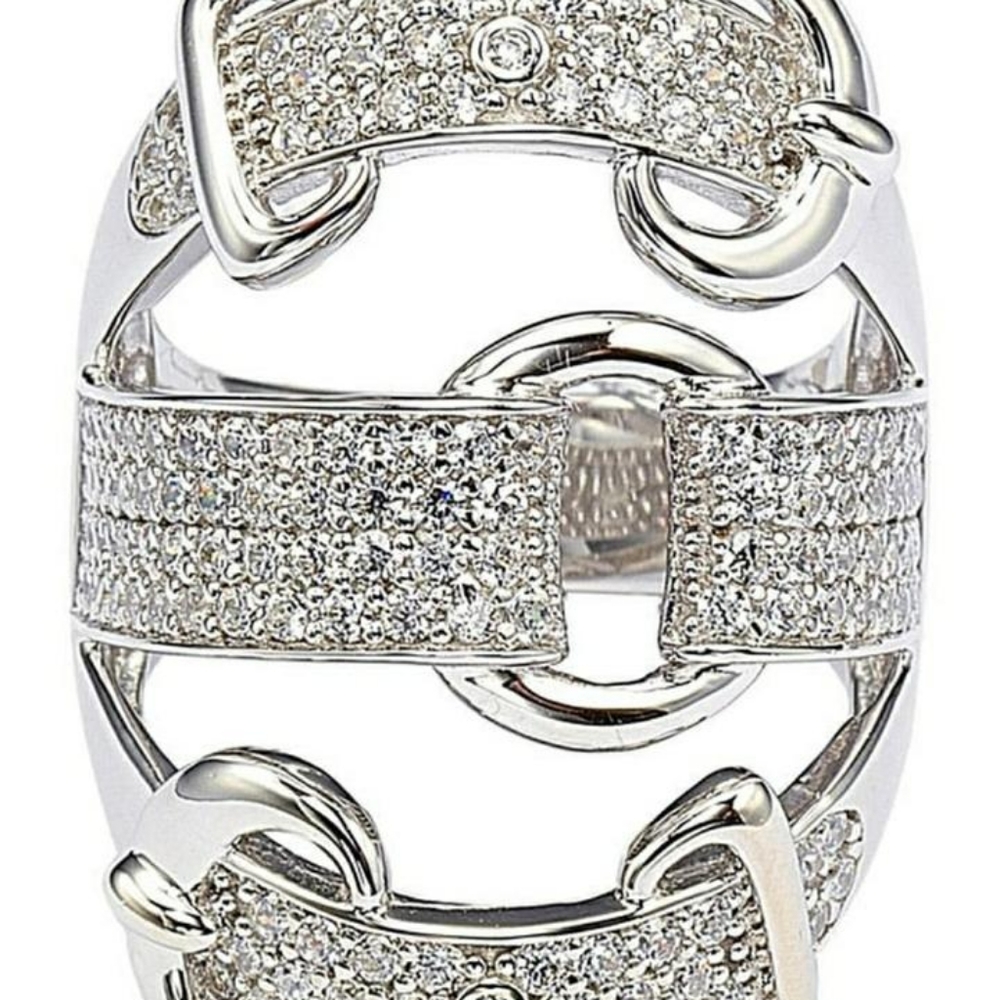 Sterling Silver CZ Triple Buckle Ring Size 7 NWT - Picture 7 of 15